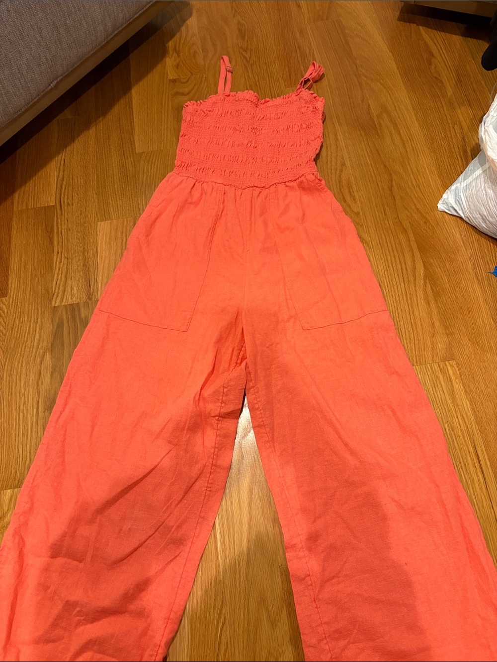 Target Coral Pink Smocked Wide-Leg Jumpsuit